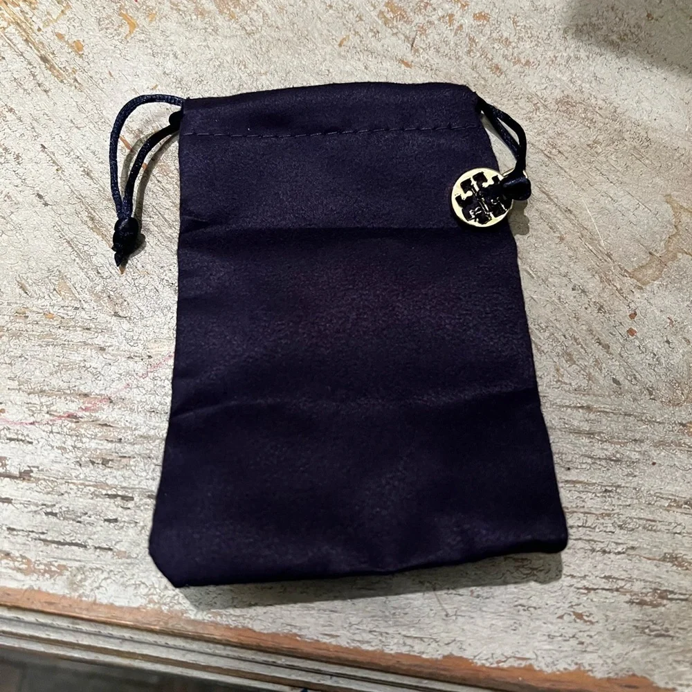 Tory Burch Navy Pouch with Gold Emblem